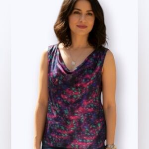 Ellen Tracy Multi Color Sleeveless Top size Lg